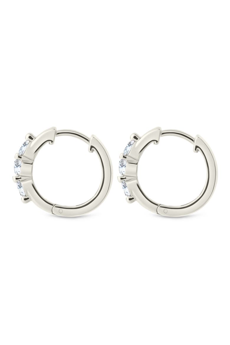 Normani Cubic Zirconia Polished Huggie Hoop Earrings, Alternate, color, SILVER