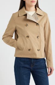 Lauren Ralph Lauren Reversible Crop Double Breasted Rain Jacket