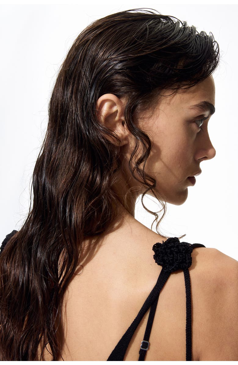 H&M Fine-knit Silk-blend Dress, Alternate, color, Black