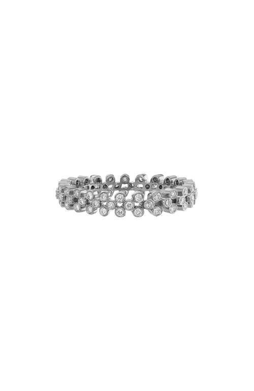 Sethi Couture Clover Diamond Bezel Ring In White Gold