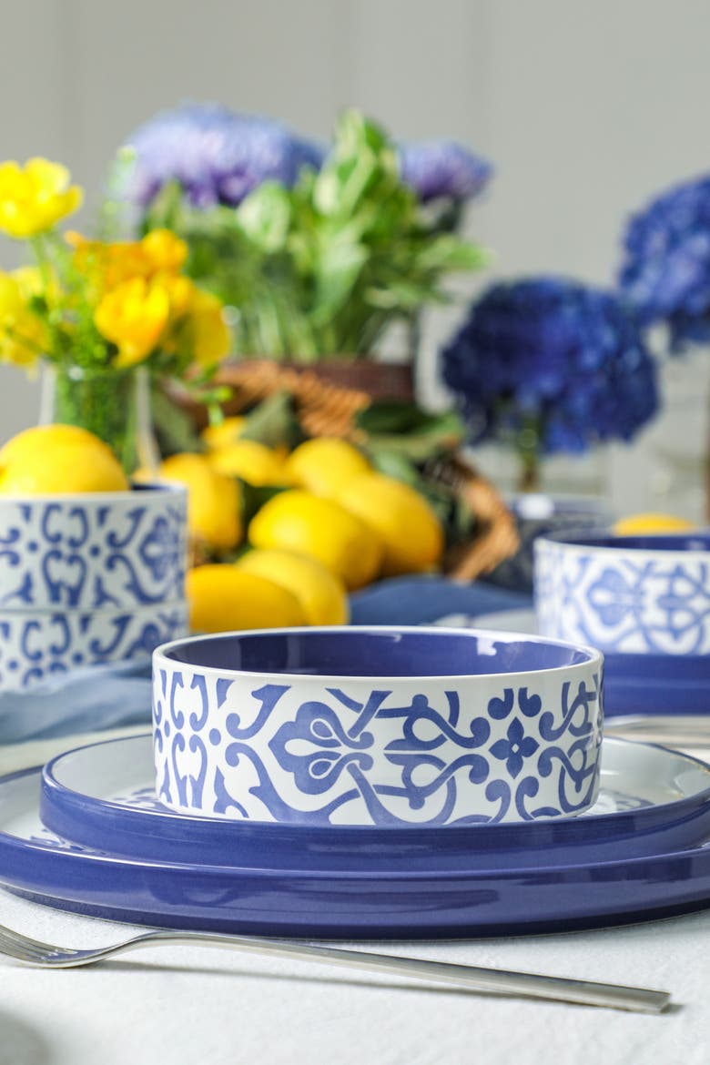 Tropea Stoneware 24-piece Dinnerware Set, Alternate, color, Blue