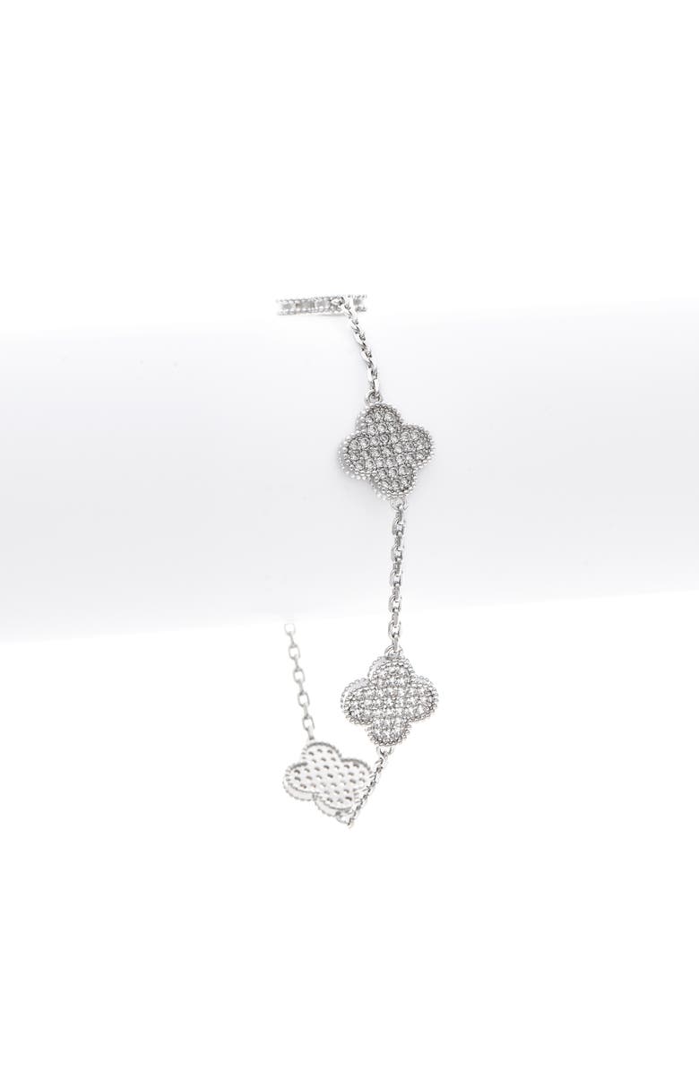 RIVKA FRIEDMAN Pavé Cubic Zirconia Clover Station Bracelet, Alternate, color, 