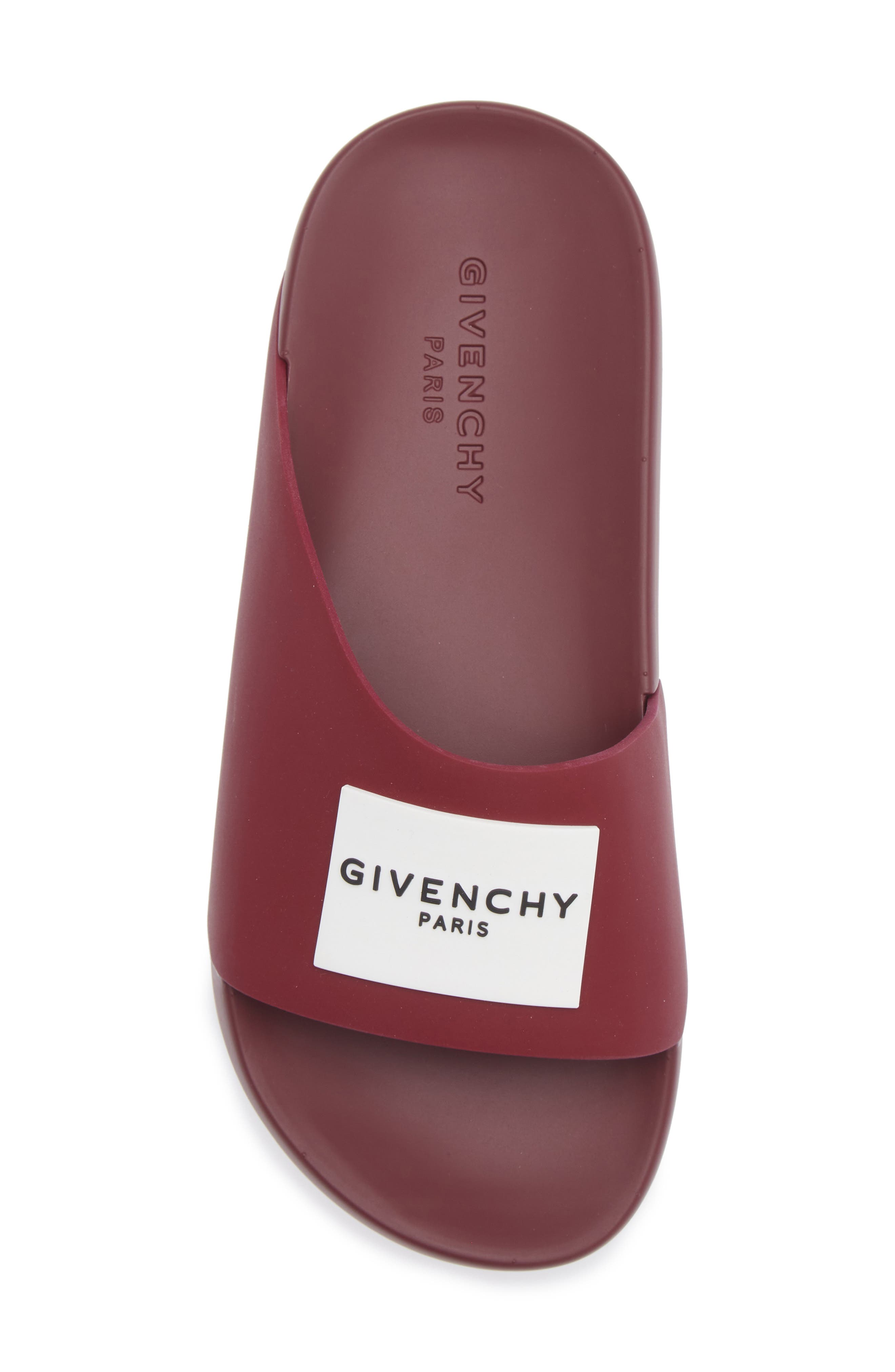 Label Slide Sandal, Alternate, color, RED CHERRY