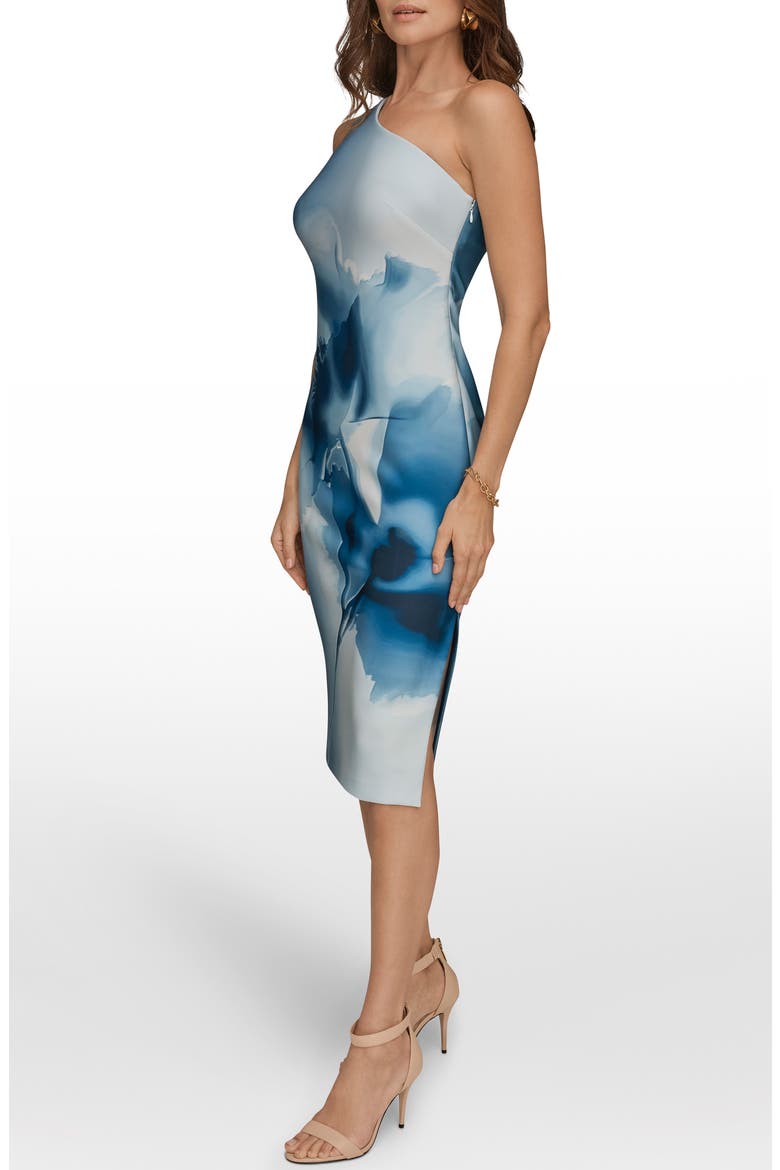 One Shoulder Midi Dress, Alternate, color, WASHED INDGO