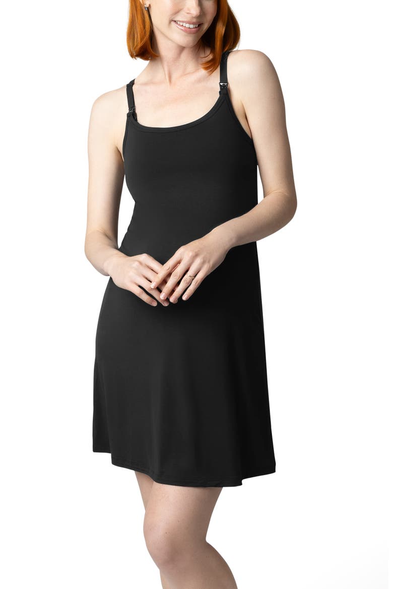 Stella Hands-Free Pumping & Nursing Nightgown, Main, color, Black