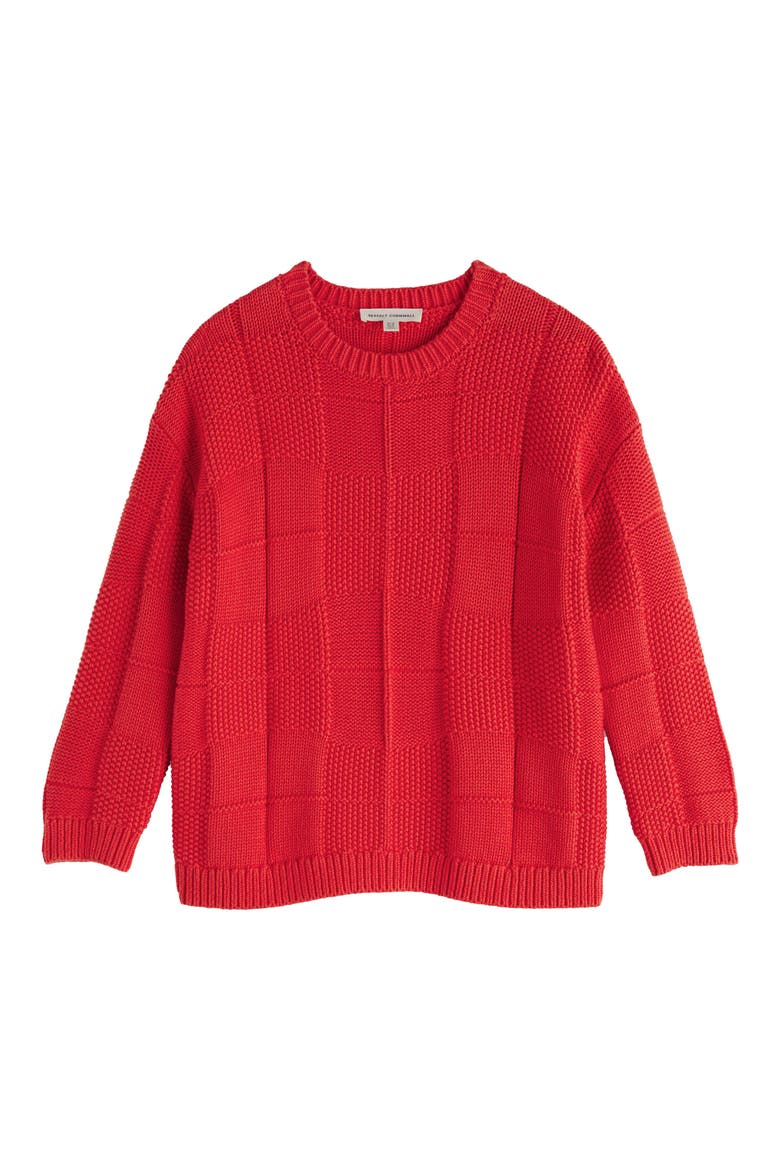 Hedge Rock Check Stitch Organic Cotton Blend Sweater, Alternate, color, CAYENNE