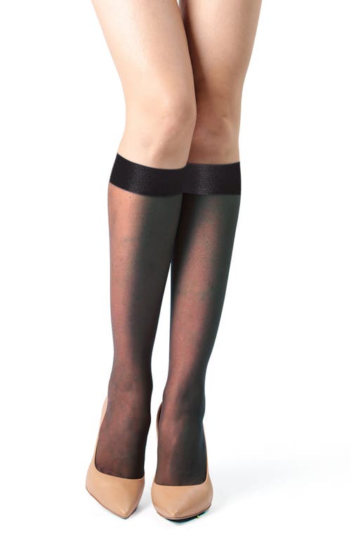 Natori Crystal Sheer Knee-high Socks In Black