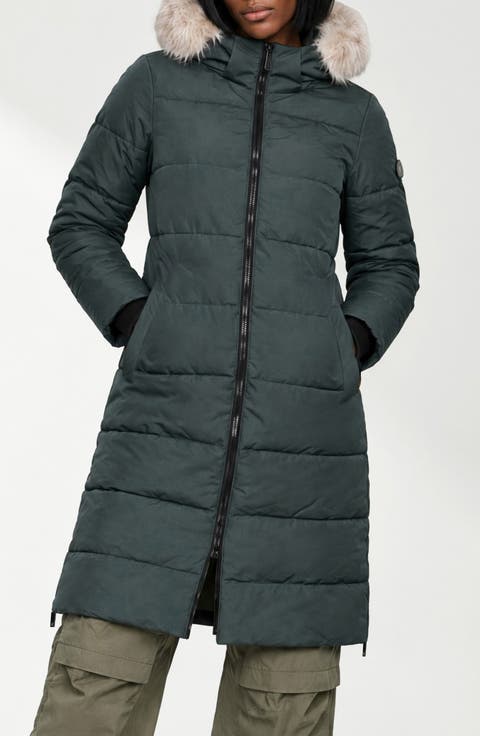 Winter Long Parka with Faux Fur Trim