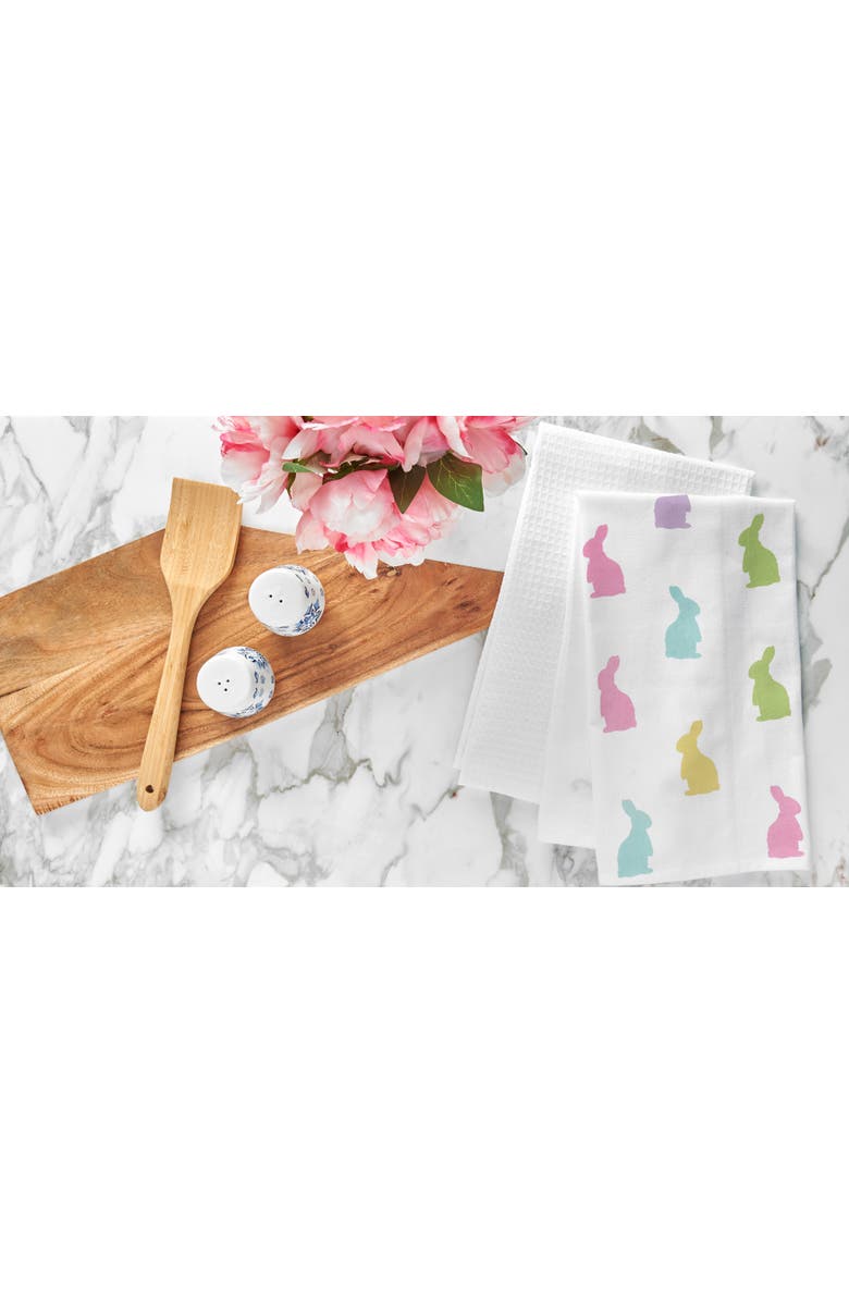 C&F Home Easter Bunny Rabbit Hop Silhouettes 100% Cotton Flour Sack Printed Kitchen Dishtowel, Alternate, color, White