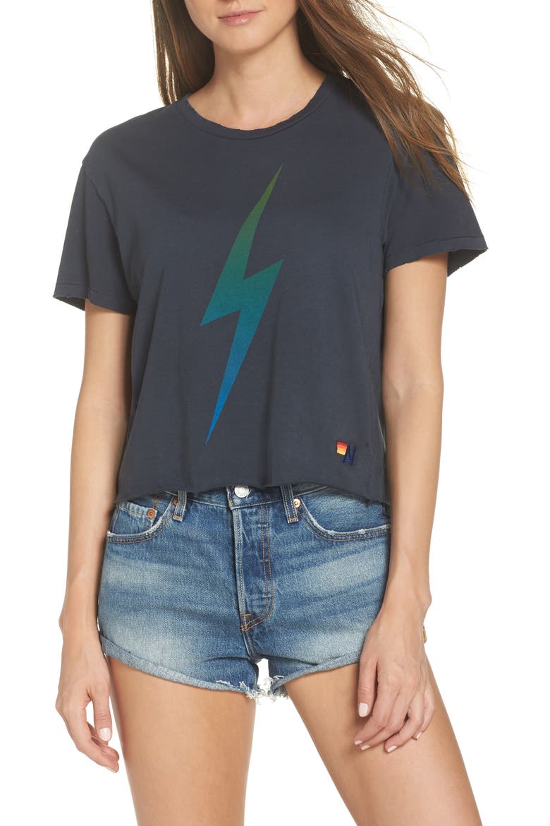 Bolt Fade Boyfriend Tee, Main, color, CHARCOAL