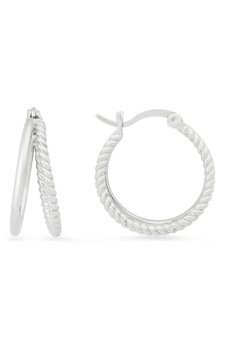 Queen Jewels Twisted Rope Hoop Earrings, Main, color, Silver