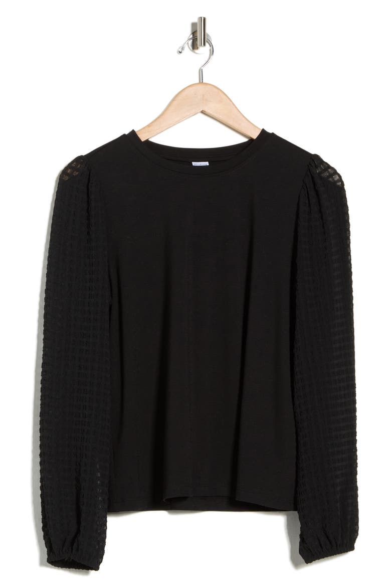 Mixed Media Top, Alternate, color, BLACK