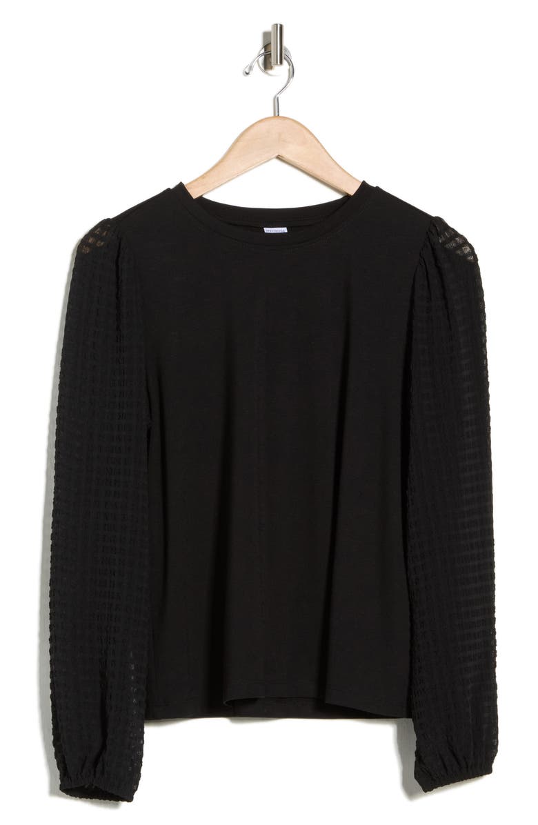 Melrose and Market Mixed Media Top, Main, color, Black