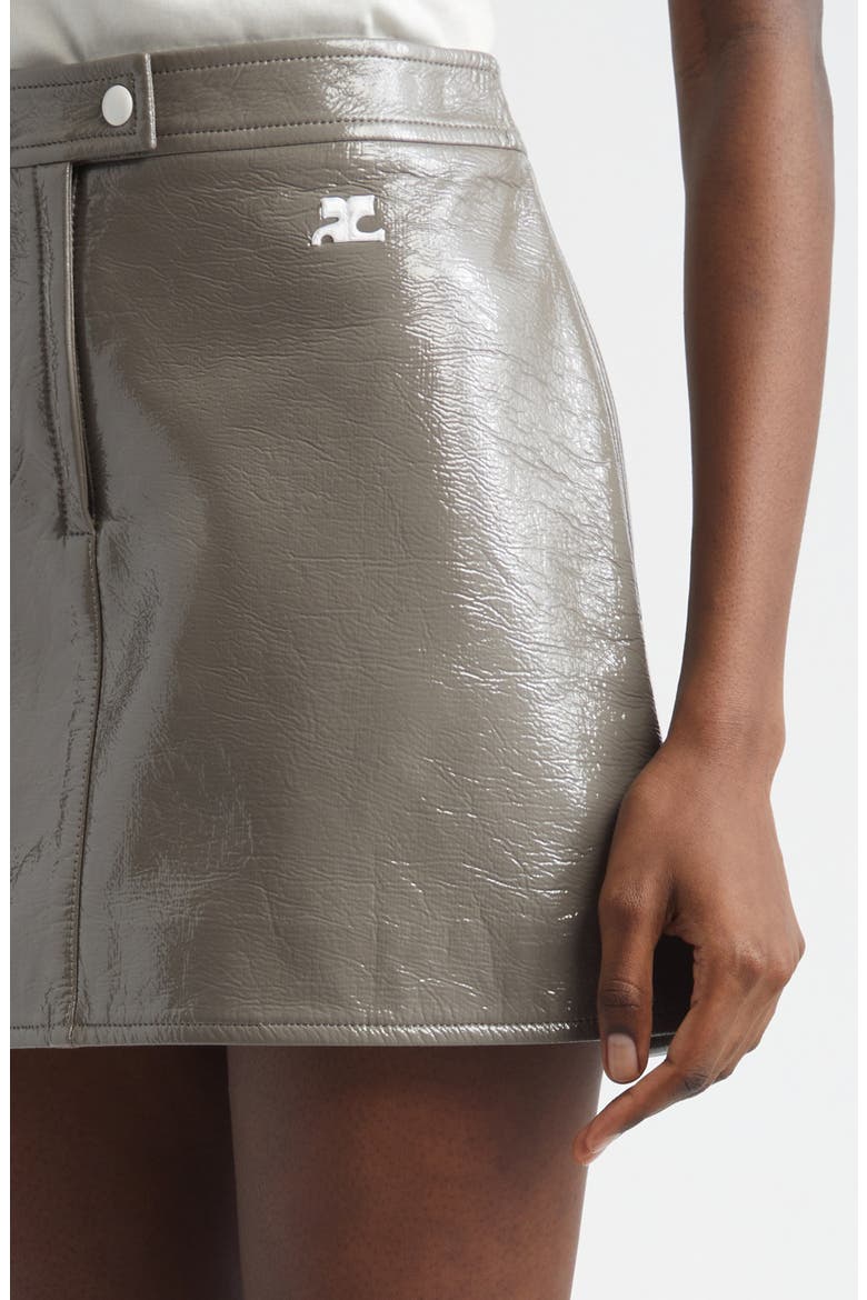 Re-Edition Vinyl Miniskirt, Alternate, color, LIGHT MOCHA