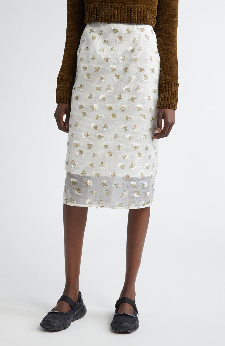 Cecilie Bahnsen Fil Coupé Midi Pencil Skirt, Main, color, 