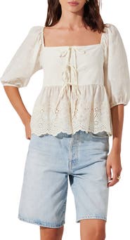 ASTR the Label Ezmae Tie Front Top