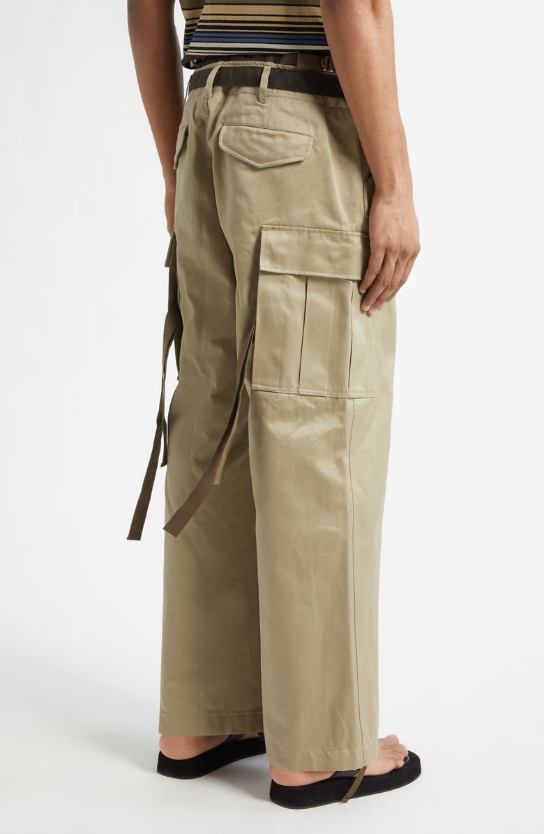 Sacai Extended Waist Cotton Chino Straight Leg Cargo Pants, Alternate, color, Beige