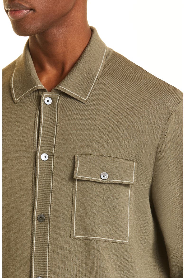 Wool & Silk Long Sleeve Polo, Alternate, color, MID GREEN SOLID