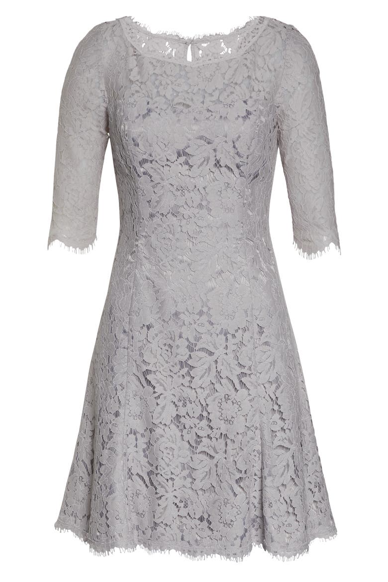 Lace Tulip Dress, Alternate, color, GREY