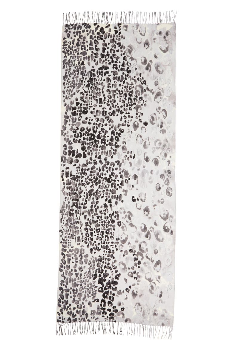 Tissue Print Wool & Cashmere Wrap Scarf, Alternate, color, BLACK COLOR CAT