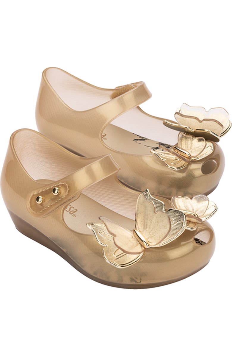 Mini Melissa Ultragirl Butterfly Mary Jane Flat, Main, color, Gold