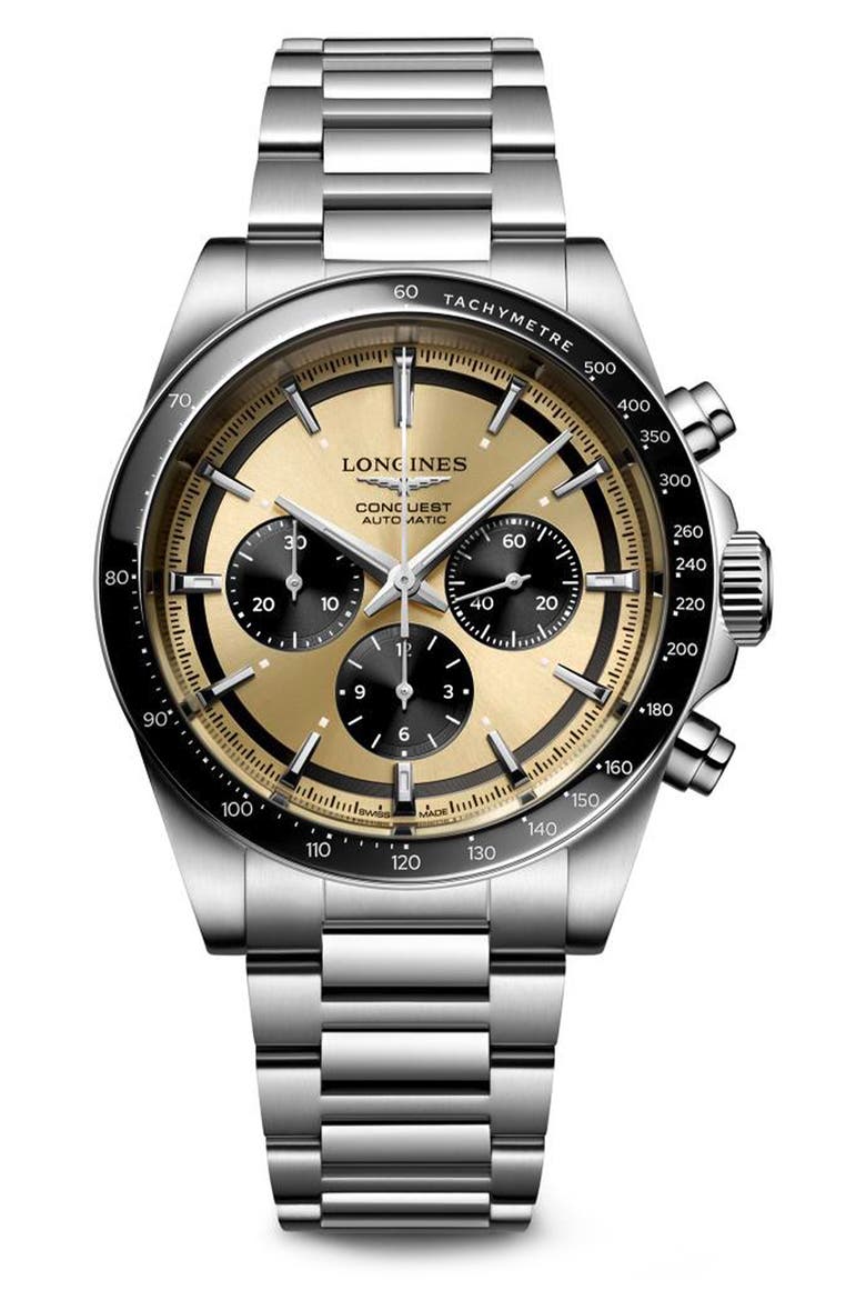 Conquest Automatic Bracelet Watch, 42mm, Main, color, BLACK