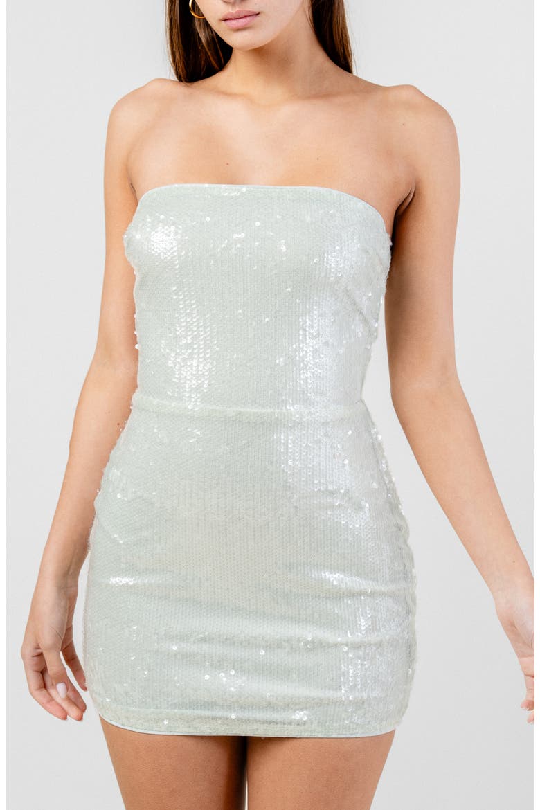 Strapless Sequin Minidress, Alternate, color, SHEER PINK