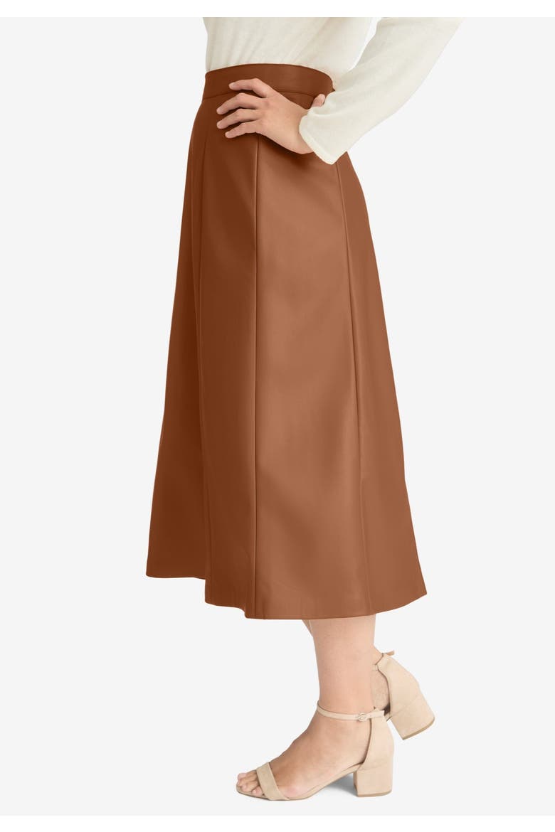 Faux Leather Midi Skirt, Alternate, color, BLACK
