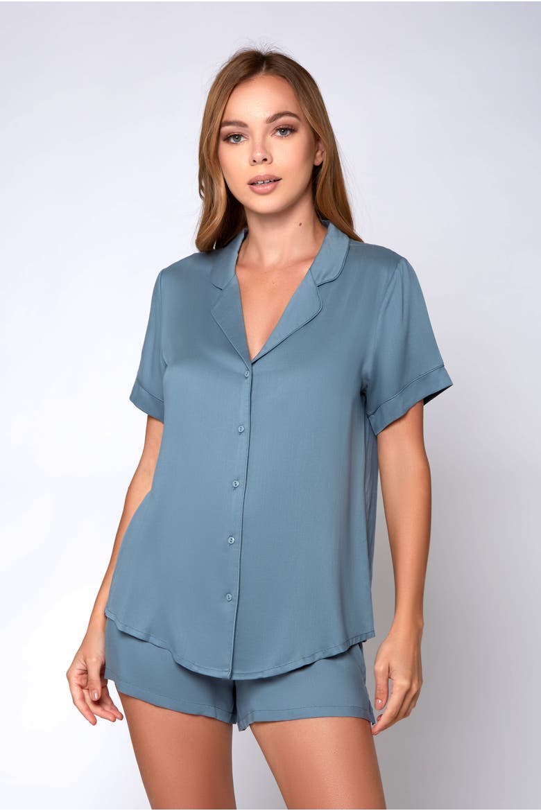 Organic Cotton and Tencel Notched Collar Pajama Set, Alternate, color, Blue
