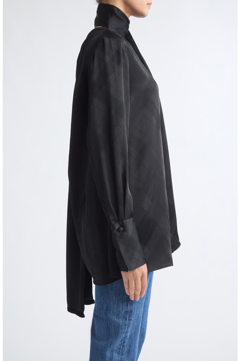The Luss Scarf Neck Tartan Jacquard Shirt, Alternate, color, BLACK TARTAN