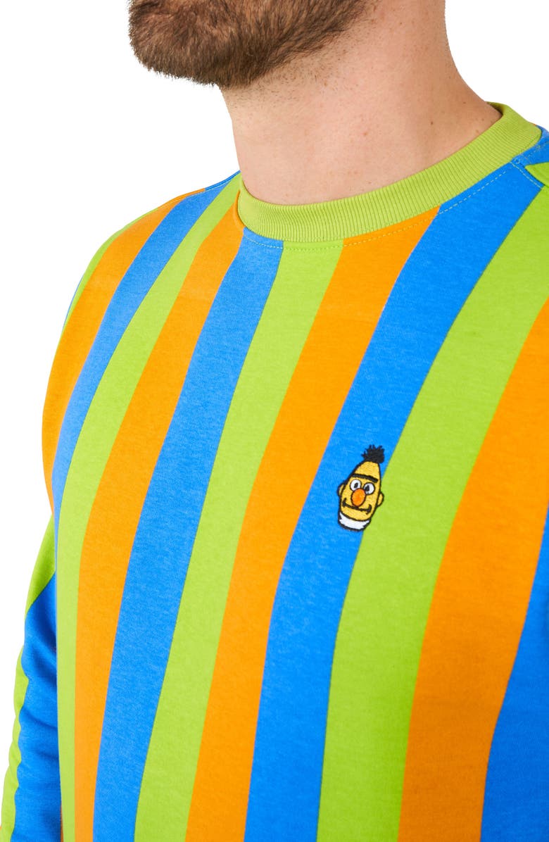 OppoSuits Bert Stripe Cotton Blend Long Sleeve T-Shirt, Alternate, color, Green Multi