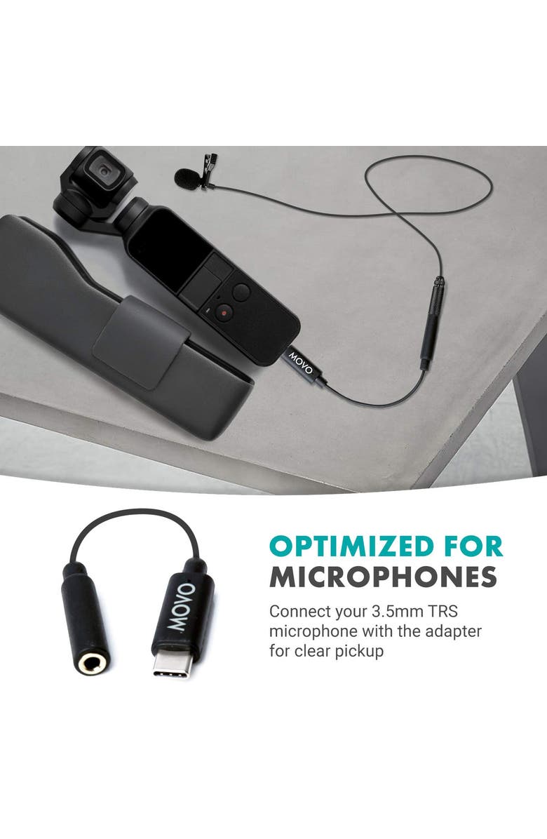 MOVO PMA-1 Female 3.5mm TRS Microphone Audio Adapter Cable Compatible with The DJI OSMO Pocket, Alternate, color, Black