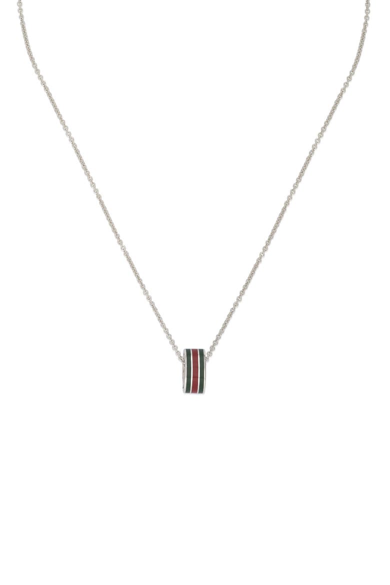 Interlocking G Web Ring Pendant Necklace, Main, color, SILVER