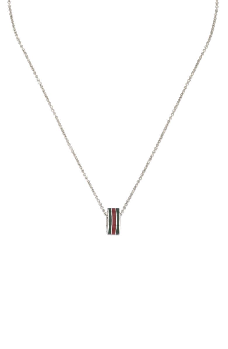 Gucci Interlocking G Web Ring Pendant Necklace, Main, color, Silver