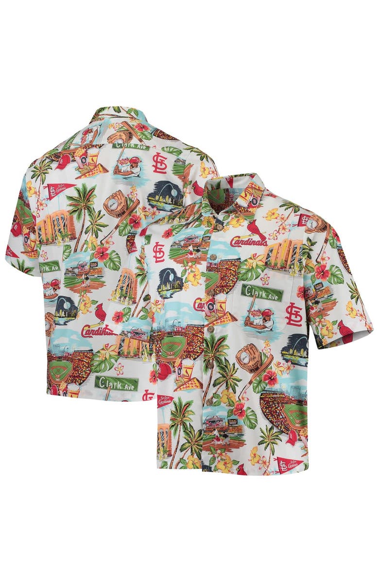 Reyn Spooner Men's Reyn Spooner White St. Louis Cardinals Logo Scenic Button-Up Shirt, Alternate, color, White