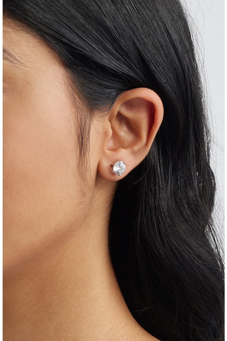 Cubic Zirconia Earrings - 4ct., Alternate, color, PLATINUM