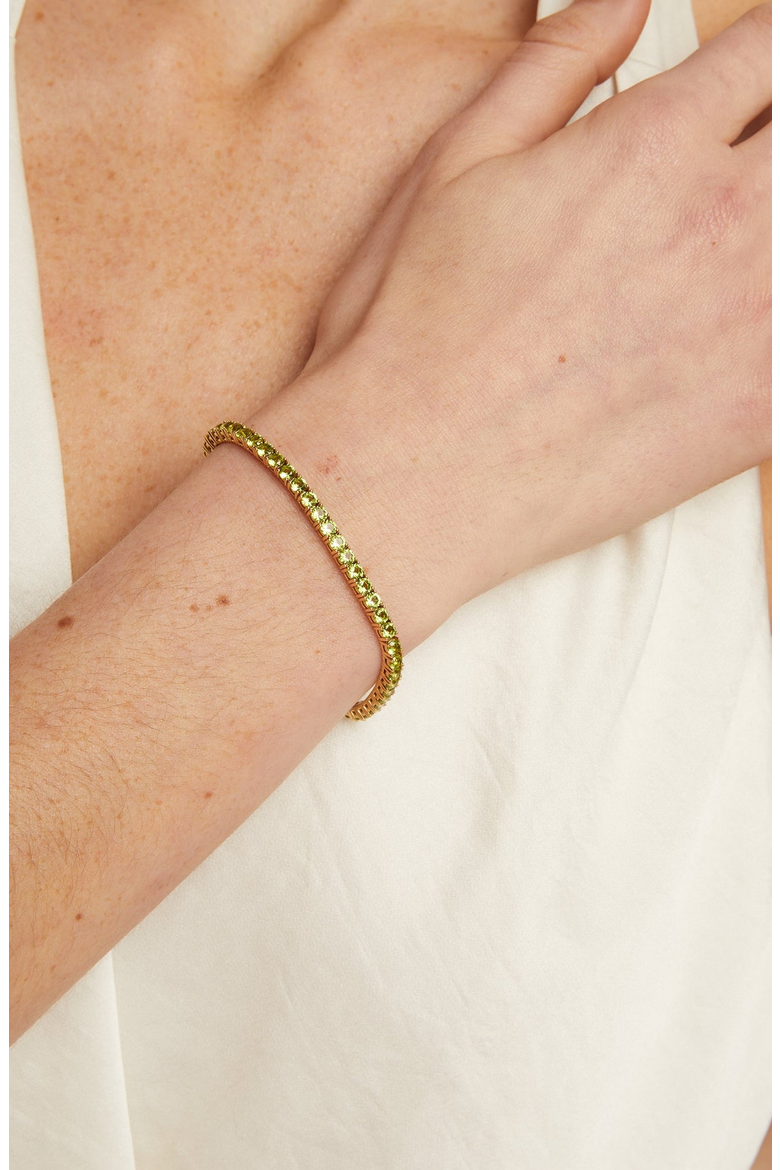 Lab Grown Green Peridot Tennis Bracelet, Alternate, color, Yellow Gold Vermeil