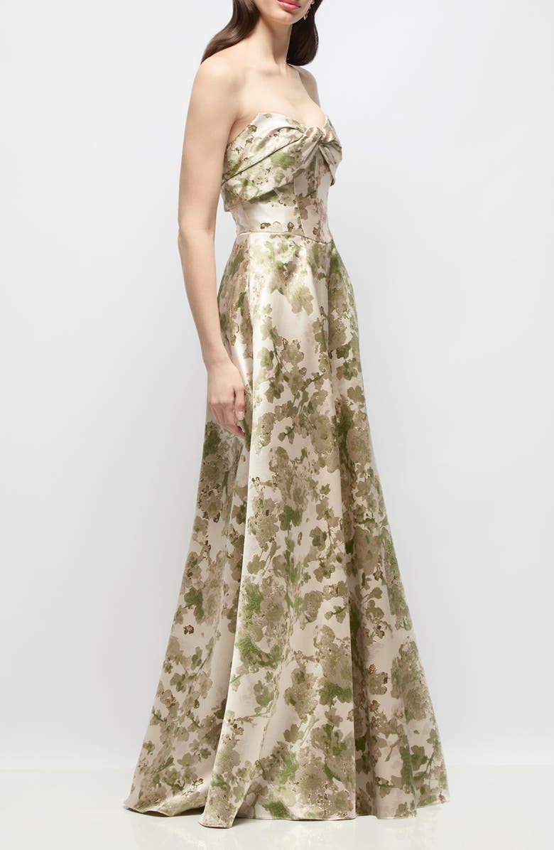 Alfred Sung Antoinette Floral Jacquard Gown, Alternate, color, Peridot Blush