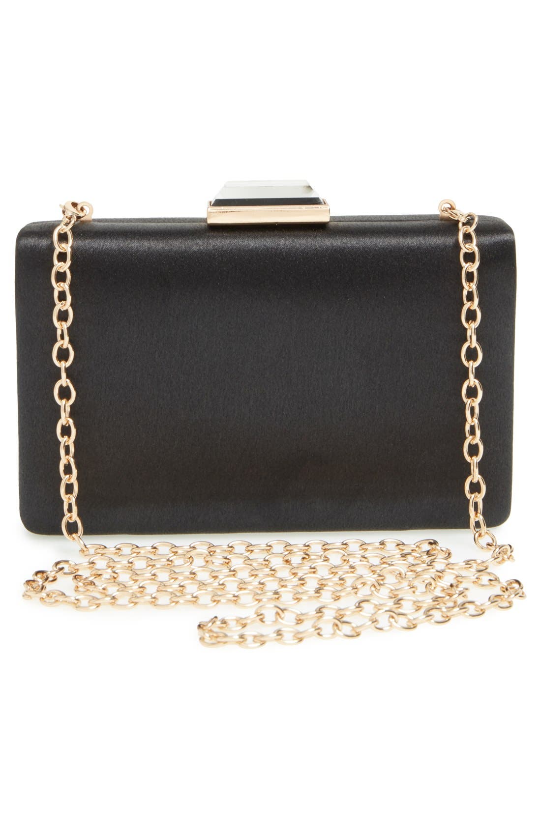 'Gioiello' Satin Clutch, Alternate, color, BLACK