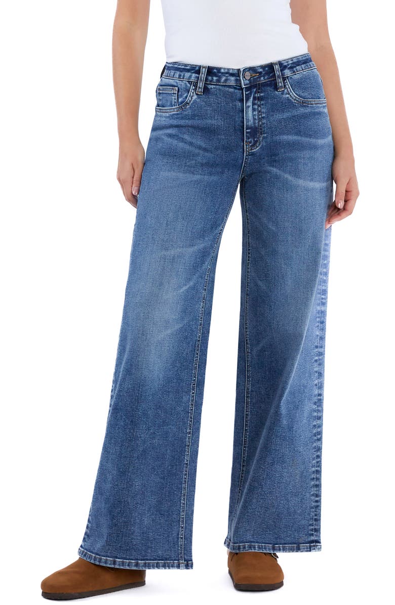 HINT OF BLU Penelope Boyish Wide Leg Jeans, Main, color, Indigo Wash