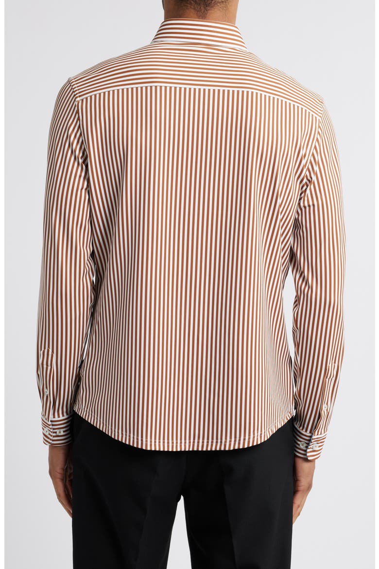 Bengal Stripe Techno Stretch Performance Button-Up Shirt, Alternate, color, DARK ORANGE