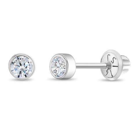 14k Bezel Cubic Zirconia Earrings