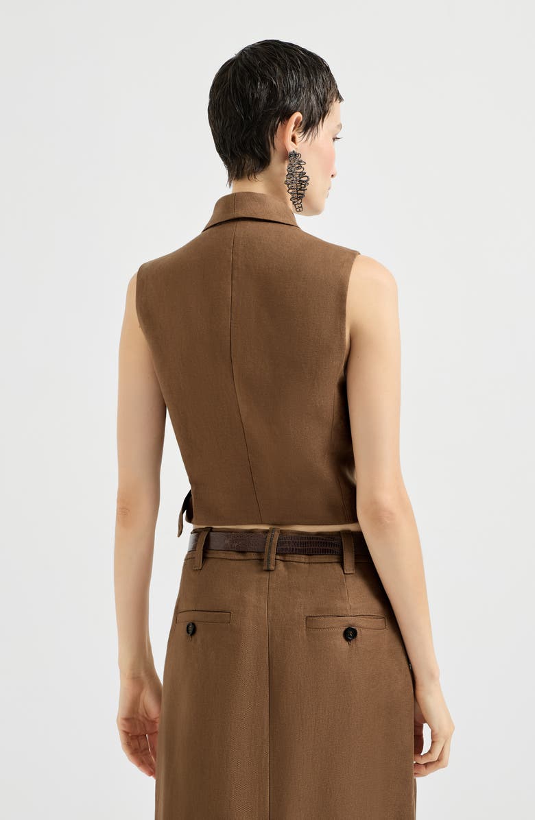 Brunello Cucinelli Linen diagonal vest, Alternate, color, Mou