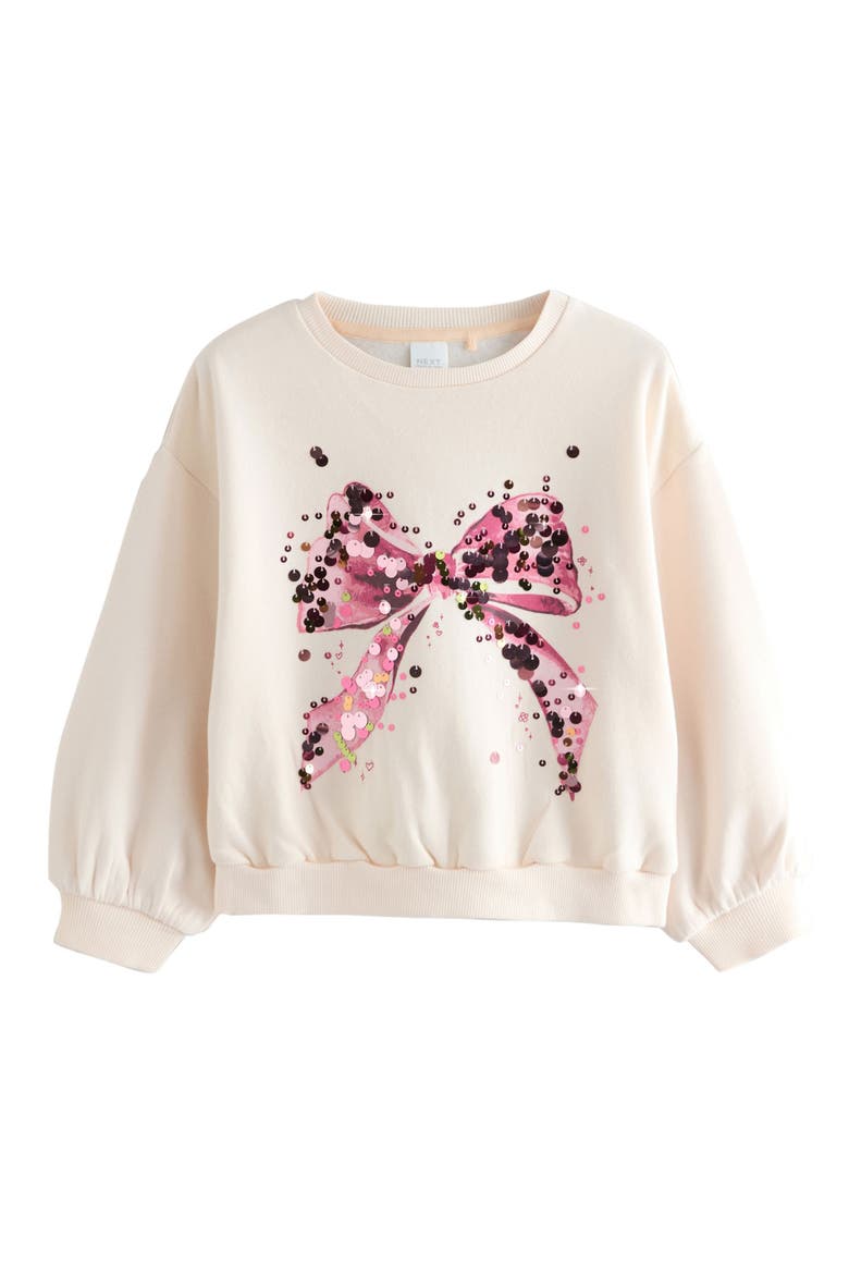 Kids' Sequin Embellished Bow Graphic Sweatshirt, Main, color, PINK