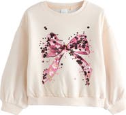 NEXT Kids' Sequin Embellished Bow Graphic Sweatshirt