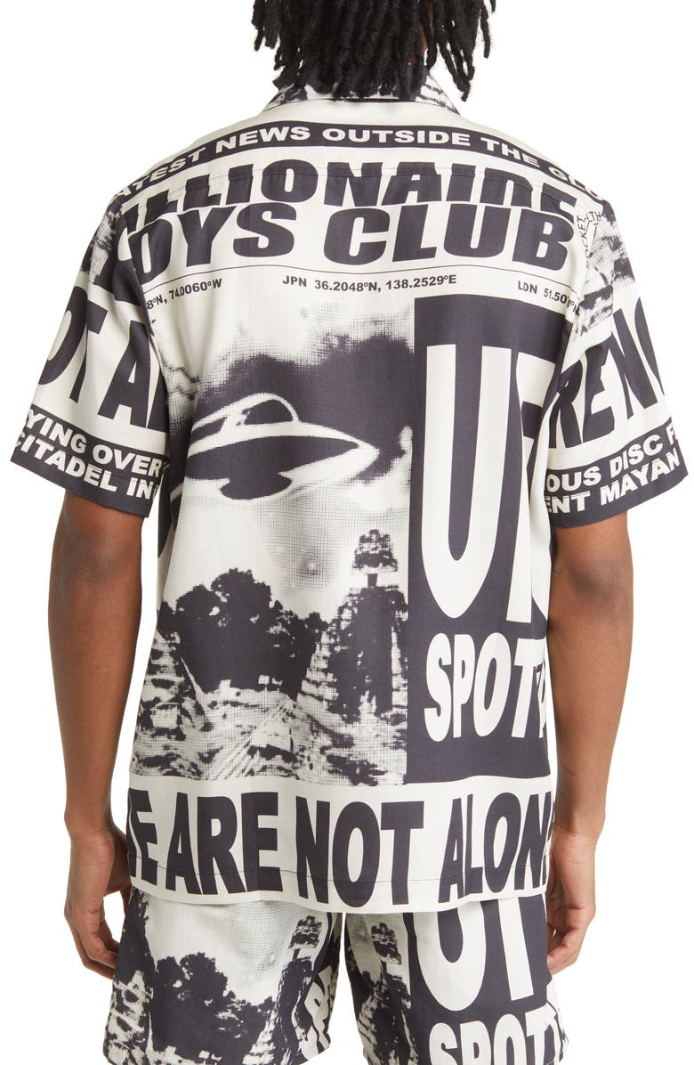 Billionaire Boys Club UFO Print Short Sleeve Button-Up Shirt, Alternate, color, 