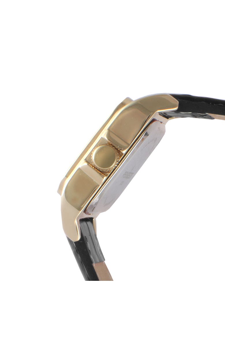 Status Square Crystal Bezel Leather Watch - 34x24MM, Alternate, color, Black