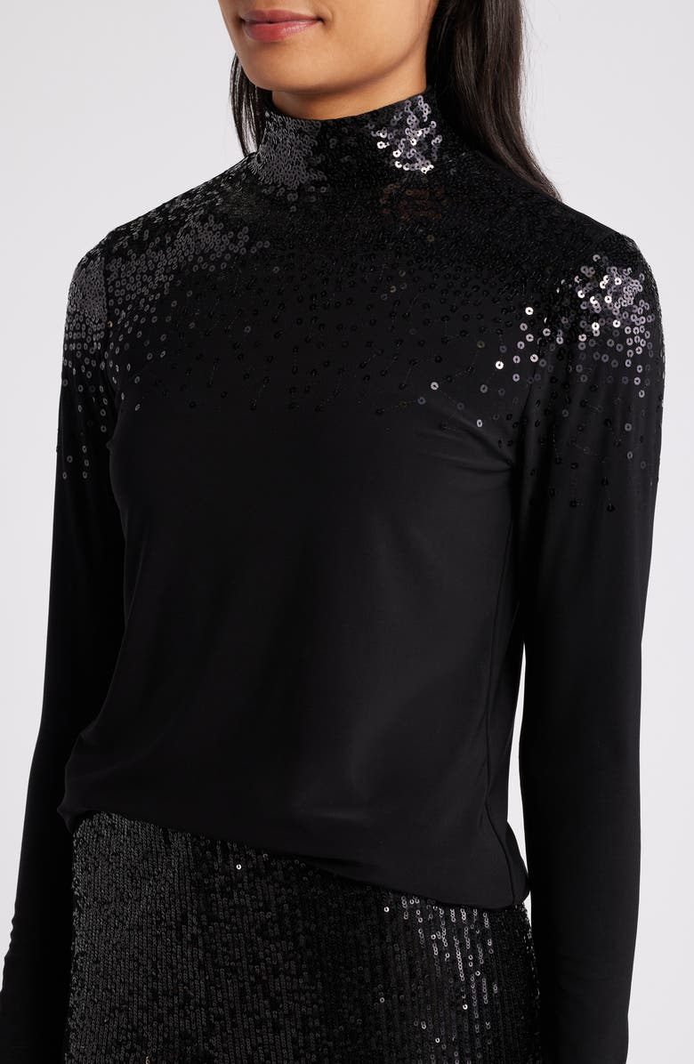 Anne Klein Cascading Sequin Turtleneck Top, Alternate, color,