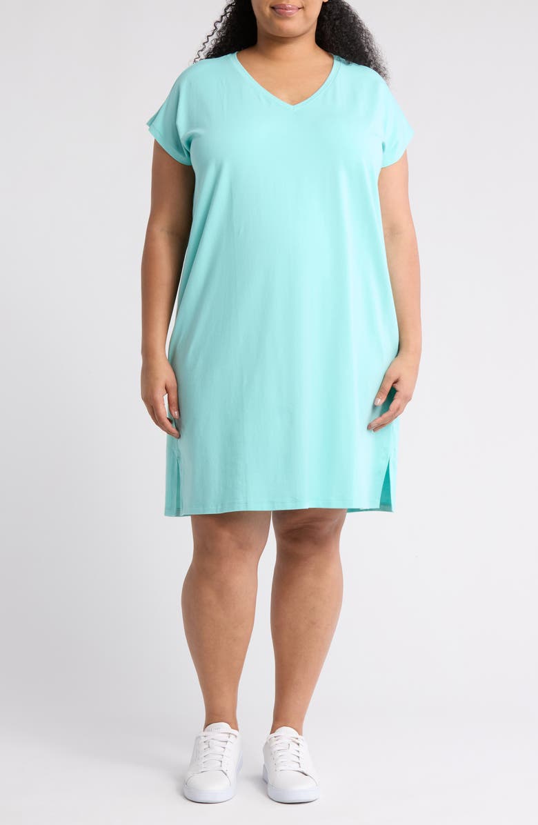 Eileen Fisher V-Neck Tank Dress, Main, color, Aqua