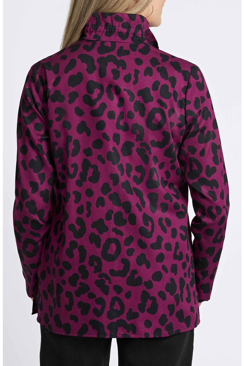 Carolina Animal Print Cotton Sateen Button-Up Shirt, Alternate, color, PLUM/ BLACK